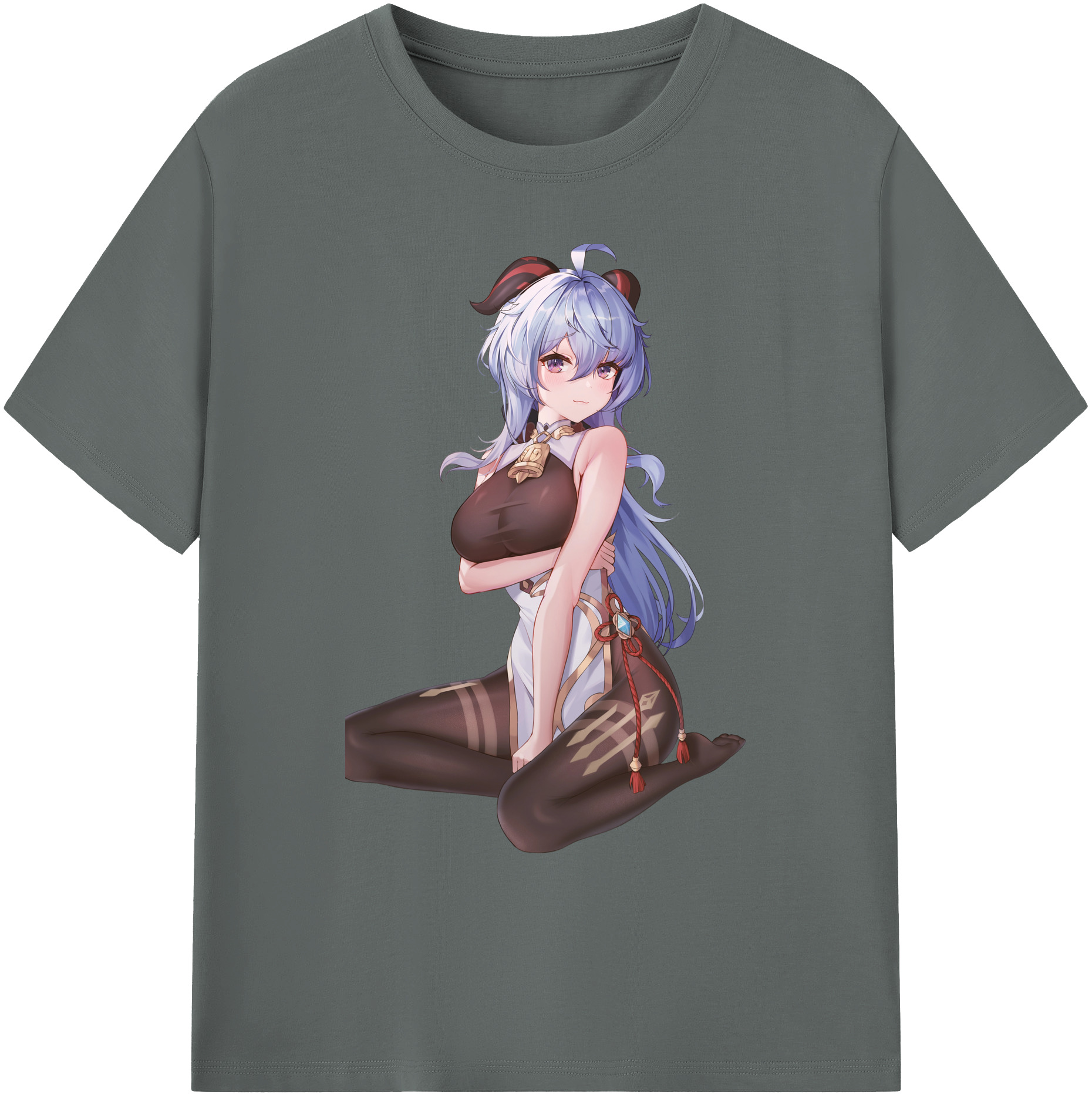 げんし神 甘雨 かんう genshin Ganyu 綿100％ メンズ半袖Tシャツ｜肌触りやわらか＆通気性